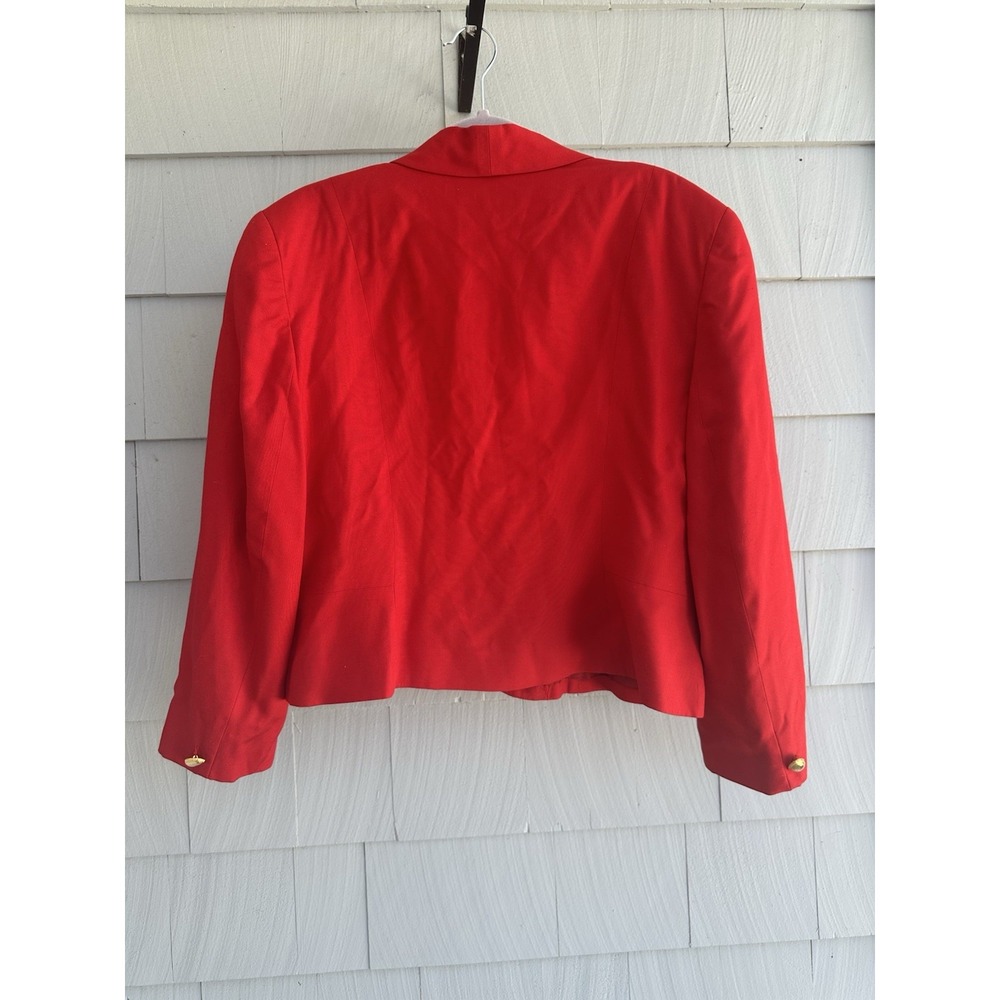 Vintage Christian Dior Red Cropped‎ 1980s Single Button Notched Lapel Jacket, M - Picture 4 of 6